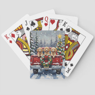 Jeu De Cartes Camion rouge de Noël Caniche Vacances
