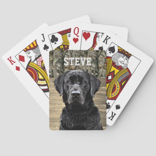Jeu De Cartes Camo Black Lab Chien race Nom animal (dos)