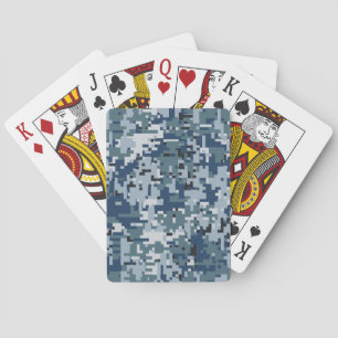 Jeu De Cartes Camouflage de pixels numériques bleu marine Décor