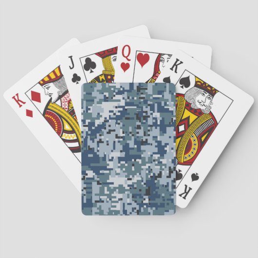 Jeu De Cartes Camouflage de pixels numériques bleu marine Décor (dos)