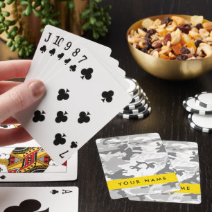 Jeu De Cartes Camouflage gris neige d'hiver Votre nom Personnali