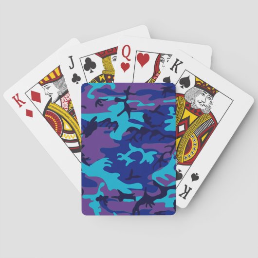 Jeu De Cartes Camouflage militaire à la mode, bleu profond et vi (dos)