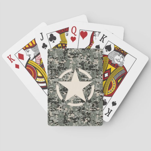 Jeu De Cartes Camouflage numérique du symbole étoile (dos)