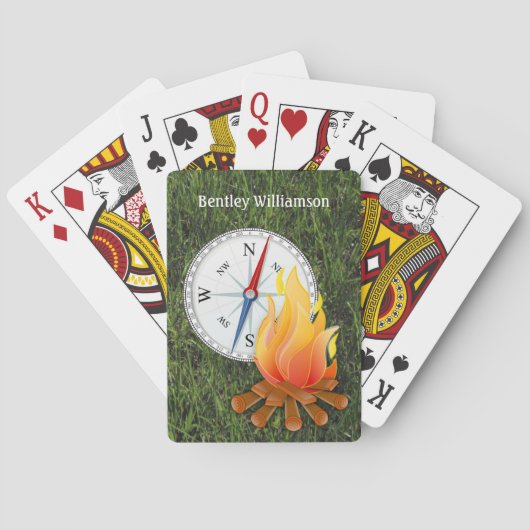 Jeu De Cartes Camping feu et boussole Personnaliser (dos)