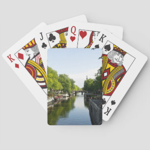 Jeu De Cartes Canal d'Amsterdam avec des péniches Photographie d