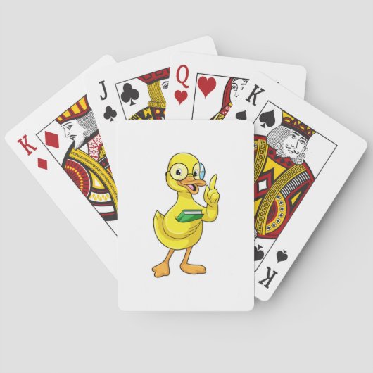 Jeu De Cartes Canard comme enseignant avec livre et lunettes (dos)
