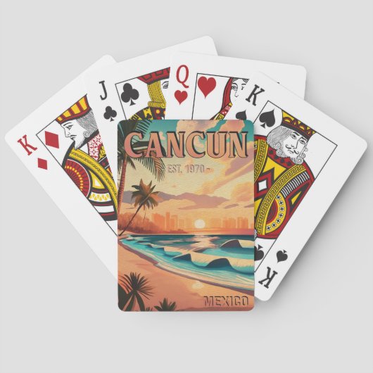 Jeu De Cartes Cancún Mexique Palm Tree Sunset Voyage Souvenir (dos)