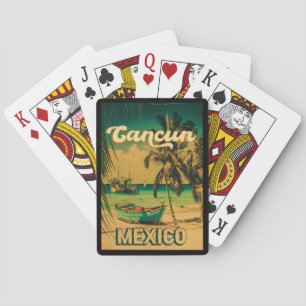 Jeu De Cartes Cancun Mexique Palm Tree Vintage voyage Souvenir