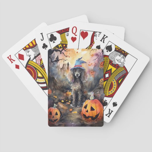 Jeu De Cartes Caniche D'Halloween Avec Peur Citrouille (dos)