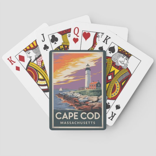 Jeu De Cartes Cape Cod Massachusetts Illustration Art de Voyage (dos)