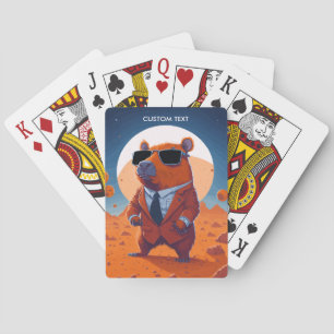 Jeu De Cartes Capybara Drôle Personnalisée Avec Costume Sur Mars
