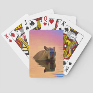 Jeu De Cartes Capybara Émergée d'un lac paisible