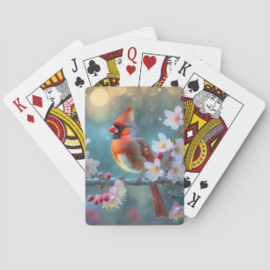 Jeu De Cartes Cardinal masculin en fleurs de cerisiers au clair 