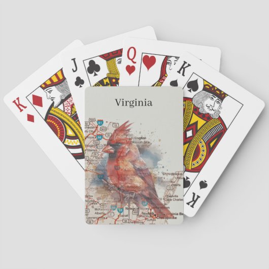 Jeu De Cartes Cardinal sur Virginia Road Map (dos)