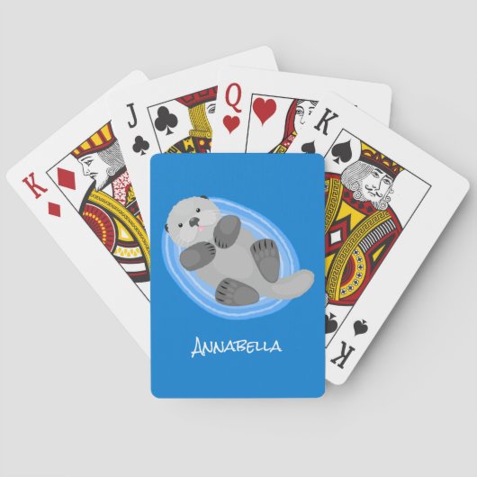 Jeu De Cartes Caricature bleu loutre de mer joyeux (dos)