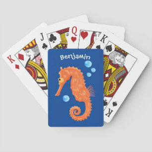 Jeu De Cartes Caricature de bulles d'hippocampe orange