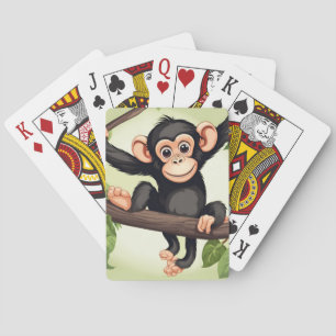 Jeu De Cartes Caricature de chimpanzé fou mignon