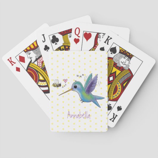 Jeu De Cartes Caricature de colibri d'abeille mignonne (dos)