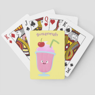 Jeu De Cartes Caricature de crème glacée de fraise mignonne