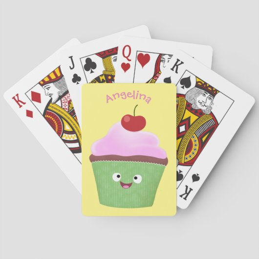 Jeu De Cartes Caricature de cupcake joyeux (dos)