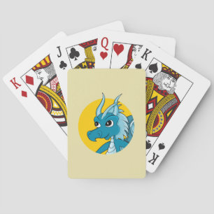 Jeu De Cartes Caricature de dragon bleu jouant aux cartes