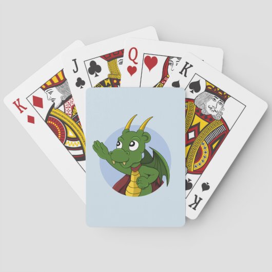 Jeu De Cartes Caricature de dragon vert jouant aux cartes (dos)