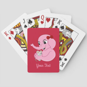 Jeu De Cartes Caricature de fille d'éléphant mignonne jouant aux