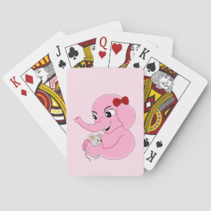 Jeu De Cartes Caricature de fille d'éléphant mignonne jouant aux