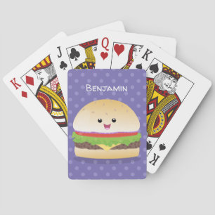 Jeu De Cartes Caricature de hamburger kawaii joyeux