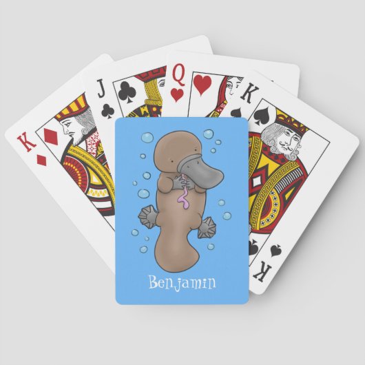 Jeu De Cartes Caricature de platypus bébé très heureuse (dos)