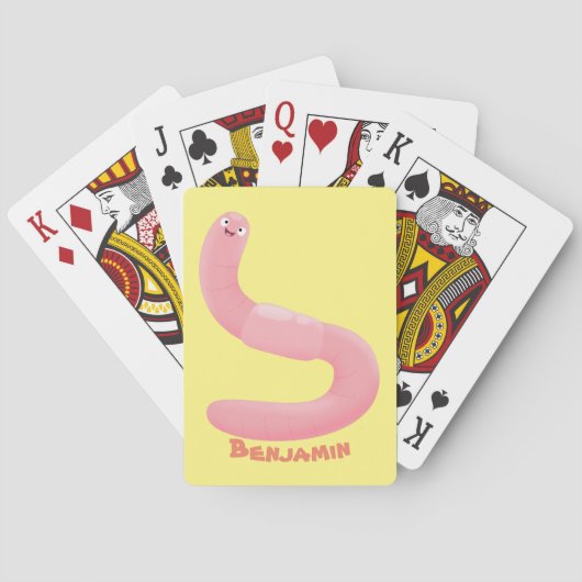 Jeu De Cartes Caricature de vers de terre rose joli (dos)