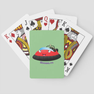 Jeu De Cartes Caricature d'hovercraft rouge joyeux