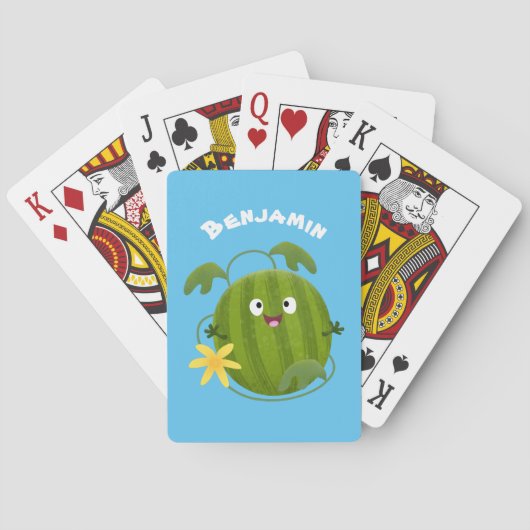 Jeu De Cartes Caricature joli et souriant de pastèque (dos)