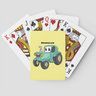 Jeu De Cartes Caricature joli tracteur vert joyeux