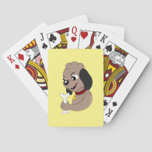 Jeu De Cartes Caricature pour chien de chiot mignon jouant aux c