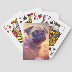 Jeu De Cartes Carlin Chien Animal Portrait Peinture Animaux Cara