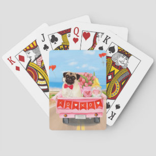 Jeu De Cartes Carlin Chien Saint-Valentin Coeurs de camion