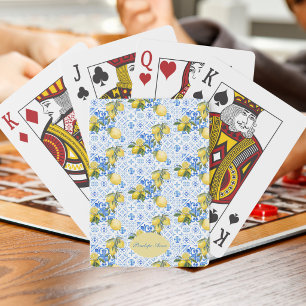 Jeu De Cartes Carreaux Bleus Motif de Citron de Campagne Françai