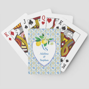 Jeu De Cartes Carrelage bleu méditerranéen Italie Crest Citron M