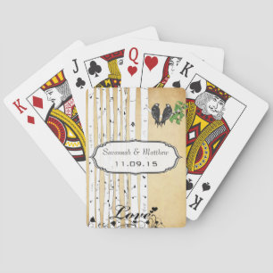 Jeu De Cartes Carte à jouer cadeau de mariage oiseaux d'amour en