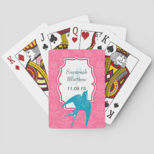 Jeu De Cartes Carte à jouer Mariage Hirondelle sarcelle Damassé