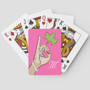 Jeu De Cartes Carte à jouer rose et vert girly monogramme
