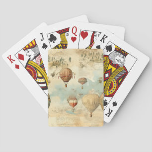 Jeu De Cartes Carte antique en sepia de montgolfière