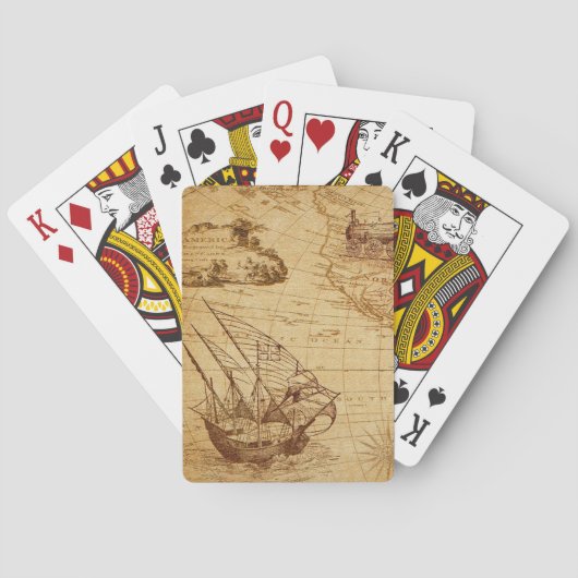 Jeu De Cartes carte antique, navigation, voyage, voile (dos)