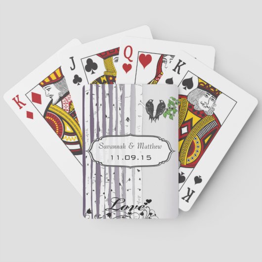 Jeu De Cartes Carte cadeau Inséparables de bouleau violet Mariag (dos)