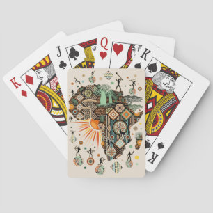 Jeu De Cartes Carte d'Afrique Éléments Tribaux Décoratifs Motif