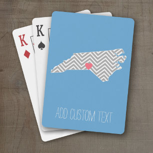 Jeu De Cartes Carte de Caroline du Nord avec Coeur et nom person