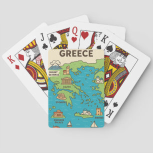 Jeu De Cartes Carte de Grèce en dessin animé – Monuments illustr