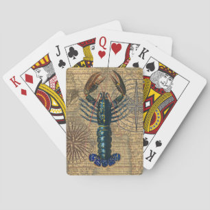 Jeu De Cartes Carte de homard bleu vintage en collage : Thème na