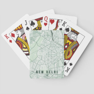 Jeu De Cartes Carte de la ville de New Delhi, Inde, design minim